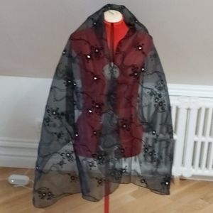 Sheer black wrap with rhinestones